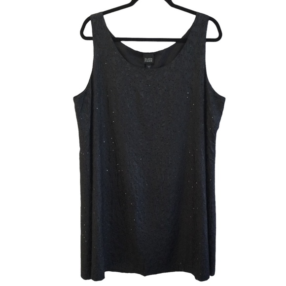 Eileen Fisher Dresses & Skirts - Eileen Fisher Silk Embroidered/Sequin Sleeveless Dress Black Sz XL